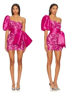 For Love & Lemons Taya Taffeta One Shoulder Bow Dress Large NWT